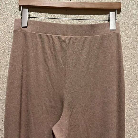 NWT Zara Long Knit Glitter Wide Leg Tan Lounge Pants Large - Picture 7 of 8